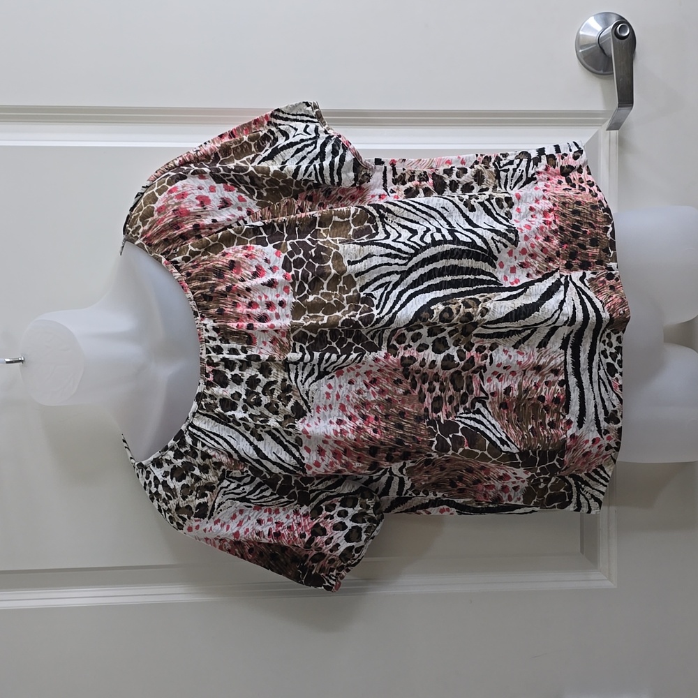 Rebecca Malone Animal Print Blouse ‎ Size Large